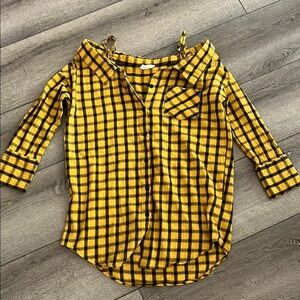 Love + Harmony off shoulder plaid shirt small